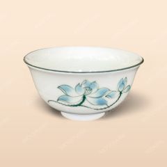 Bát mắm - Bộ bàn ăn men kem vẽ sen xanh