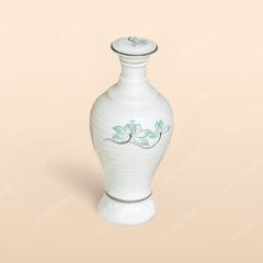 Bình rượu - Bộ bàn ăn men kem vẽ sen xanh
