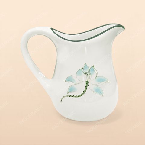 Bình sữa - Bộ bàn ăn men kem vẽ sen xanh