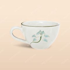 Cốc capuchino / Cappucino - Bộ bàn ăn men kem vẽ sen xanh