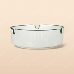 Gạt tàn tròn - Bộ bàn ăn men kem vẽ sen xanh