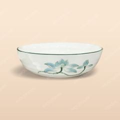 Tô phệ - Bộ bàn ăn men kem vẽ sen xanh