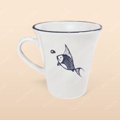 Cốc lipton - Bộ bàn ăn men kem vẽ cá xanh