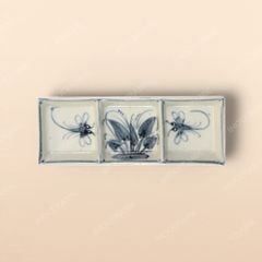 Gia vị 3 ngăn - Bộ bàn ăn men rạn vẽ chuồn xanh