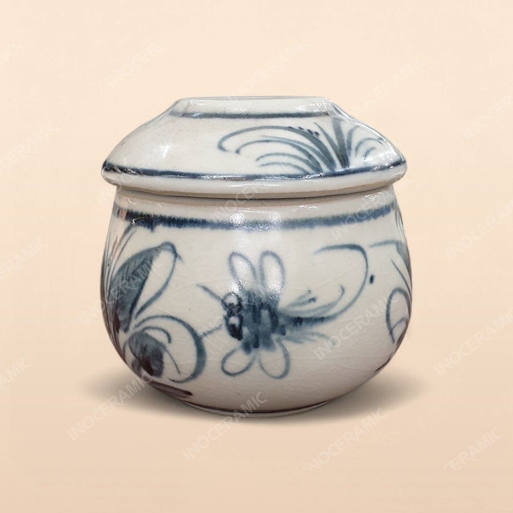 Hũ gia vị - Bộ bàn ăn men rạn vẽ chuồn xanh