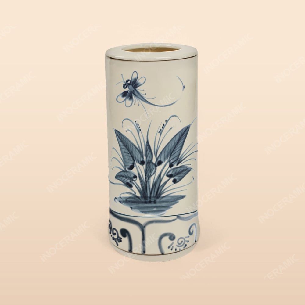 Ống đũa - Bộ bàn ăn men rạn vẽ chuồn xanh