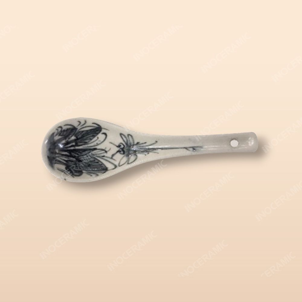 Thìa cơm - Bộ bàn ăn men rạn vẽ chuồn xanh