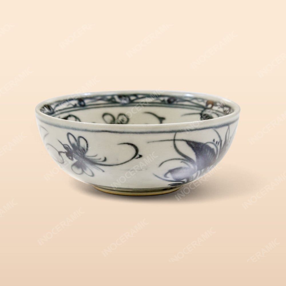 Tô nông - Bộ bàn ăn men rạn vẽ chuồn xanh