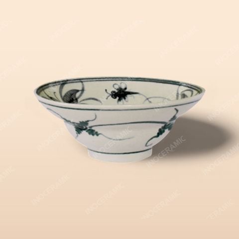 Bát cơm yêu - Bộ bàn ăn men rạn vẽ chuồn xanh