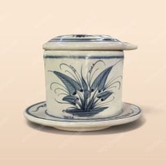 Phin cà phê - Bộ bàn ăn men rạn vẽ chuồn xanh