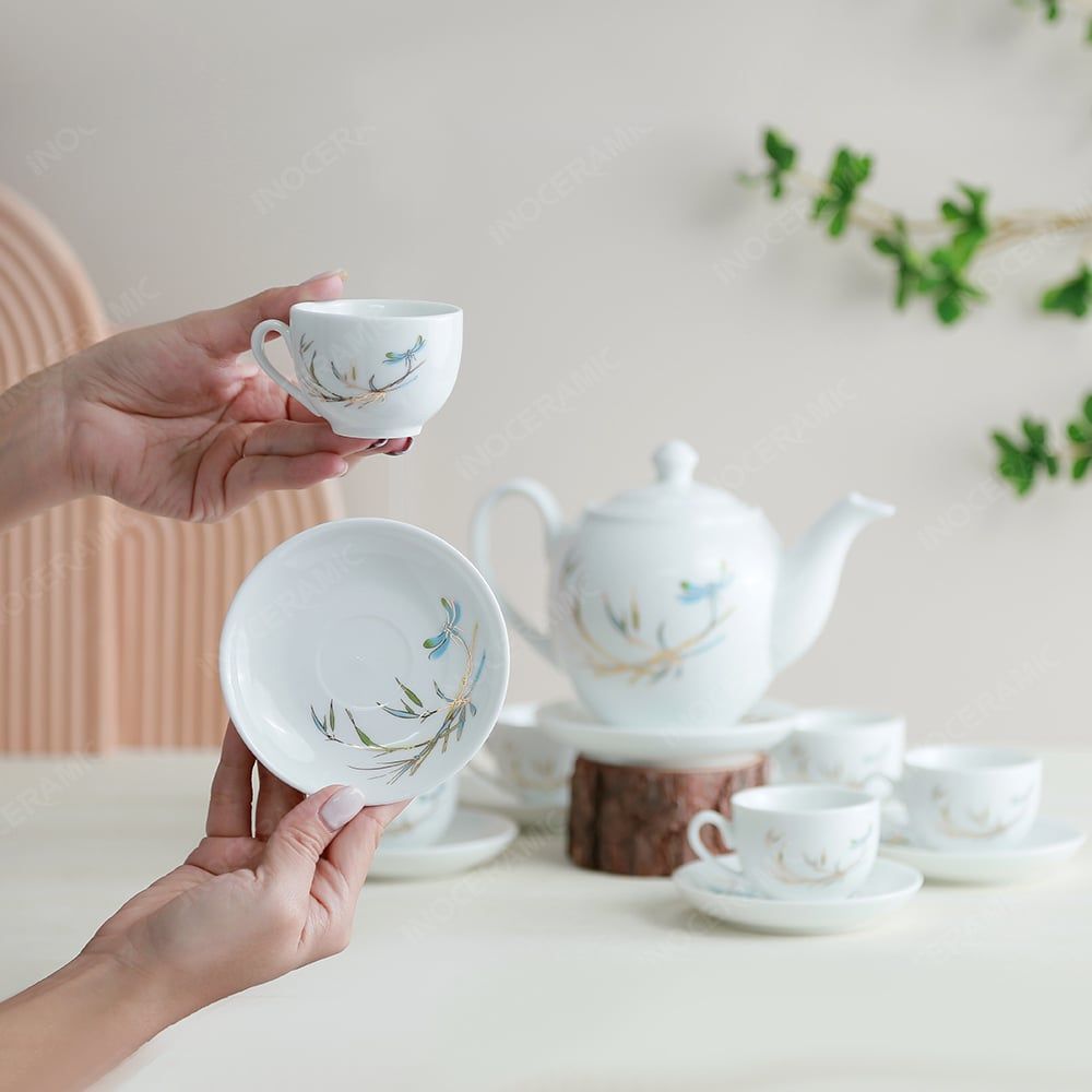 Quà tặng Quân đội - Bộ ấm trà dáng Minh Long thanh trúc