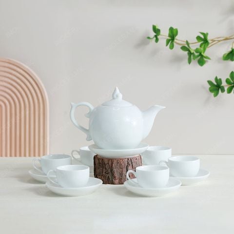 Bộ ấm trà Ngọn lửa men trắng