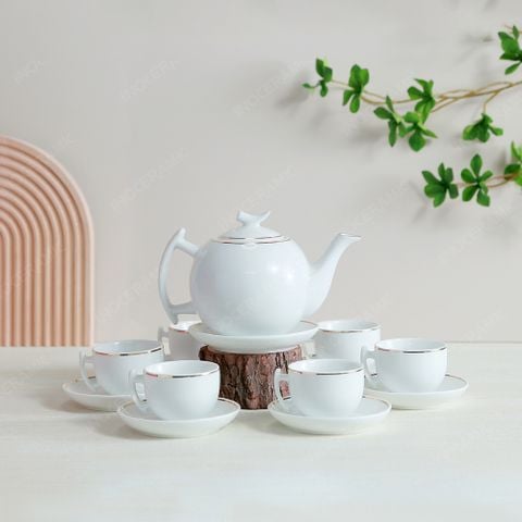 Bộ ấm trà Bưởi cành kẻ chỉ vàng