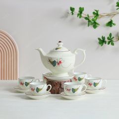 Bộ ấm trà Đèn thần men ngà vẽ chuồn chuồn ớt