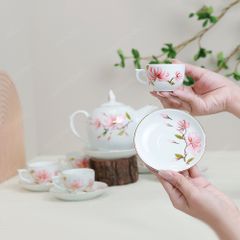 Bộ ấm trà Ngọn lửa hoa đào chỉ vàng