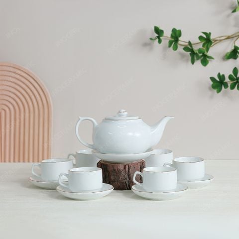 Bộ ấm trà CK lõm kẻ chỉ vàng
