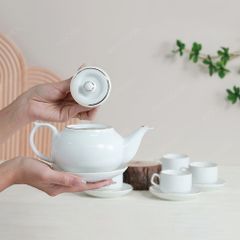 Bộ ấm trà CK lõm kẻ chỉ vàng