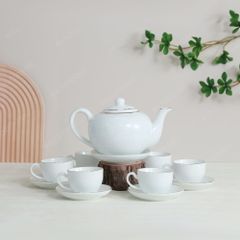 Bộ ấm trà quai lượn kẻ chỉ vàng