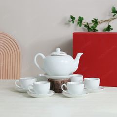 Bộ ấm trà quai lượn kẻ chỉ vàng