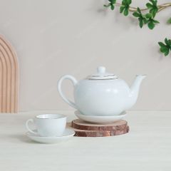 Bộ ấm trà quai lượn kẻ chỉ vàng