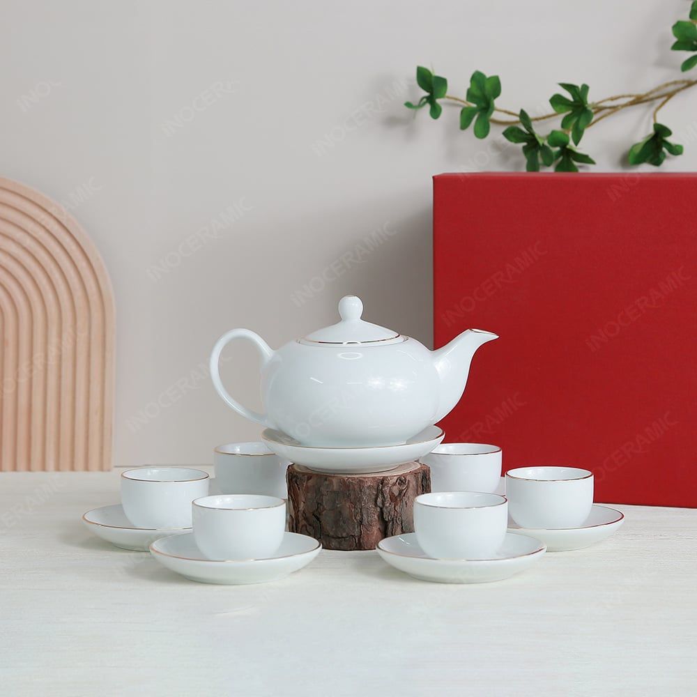 Bộ ấm trà Minh Nguyệt kẻ chỉ vàng