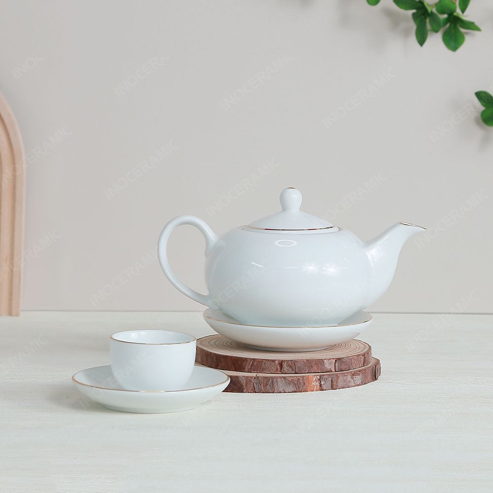 Bộ ấm trà Minh Nguyệt kẻ chỉ vàng