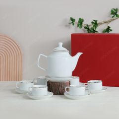 Bộ ấm trà vuông cao kẻ chỉ vàng
