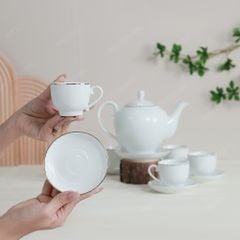 Bộ ấm trà Camelia kẻ chỉ vàng