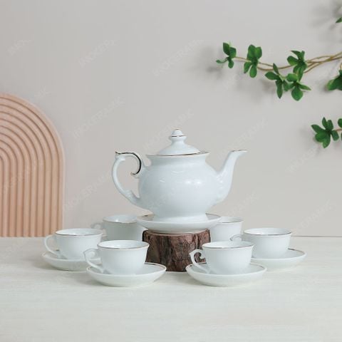 Bộ ấm trà Đài Các kẻ chỉ vàng