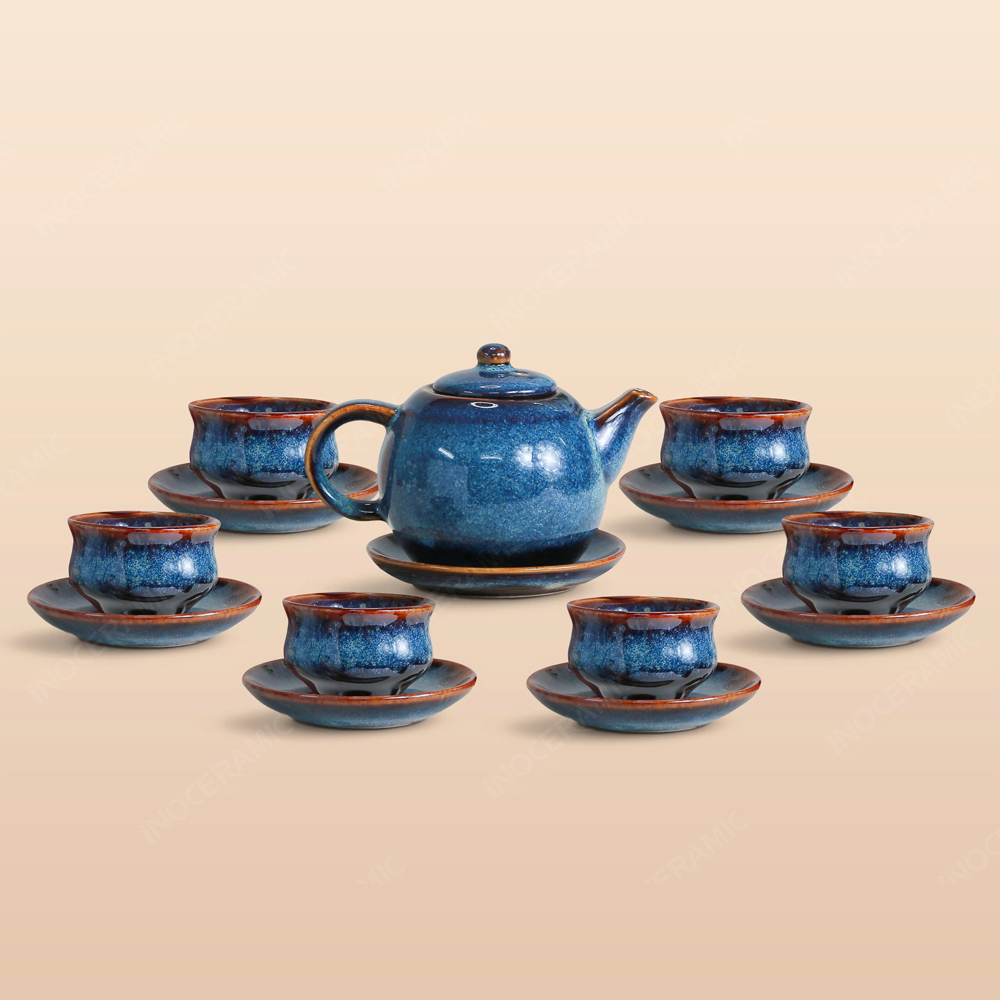 Bộ ấm trà Tây Thi men hoả biến