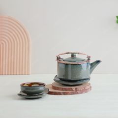 Bộ ấm trà Thanh Hoa men ghi hoả biến