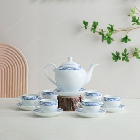 Bộ ấm trà Camelia viền hạc xanh