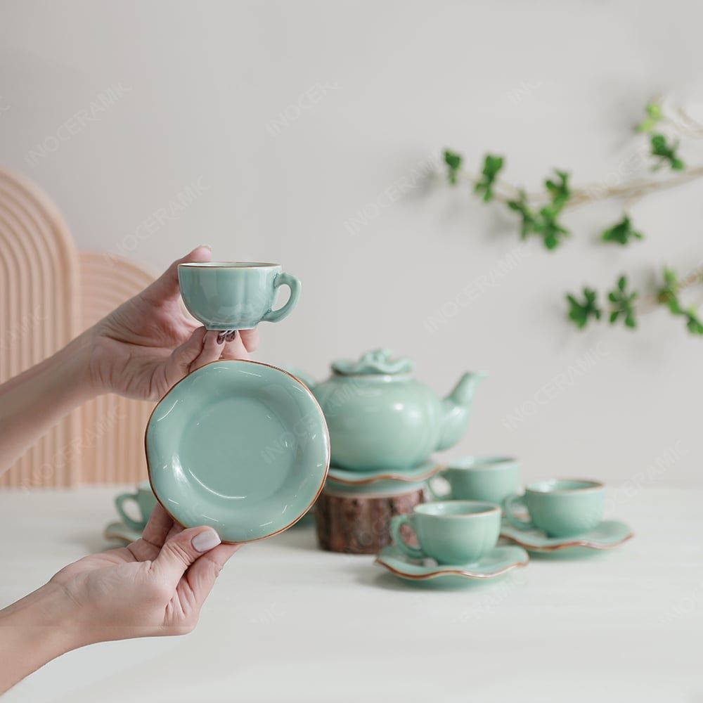 Bộ ấm trà lam ngọc quả hồng