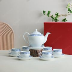 Bộ ấm trà Camelia viền hạc xanh
