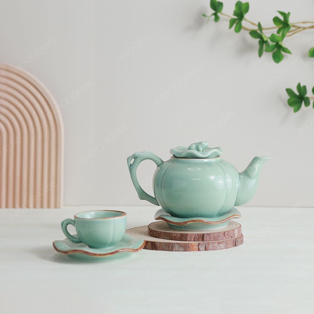 Bộ ấm trà lam ngọc quả hồng