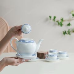 Bộ ấm trà Camelia viền hạc xanh