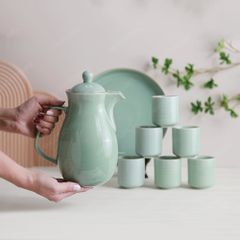 Bộ bình nước bầu men ngọc