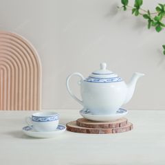 Bộ ấm trà Camelia viền hạc xanh