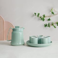 Bộ bình nước quai vuông men ngọc