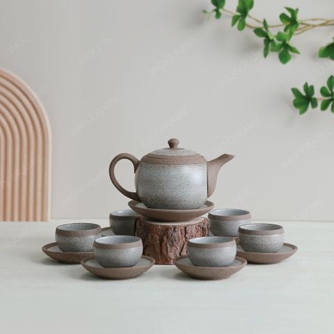 Bộ ấm trà trăng tròn bạch hồng sa