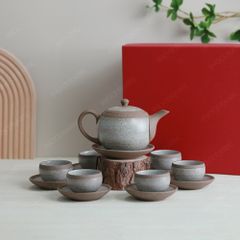 Bộ ấm trà trăng tròn bạch hồng sa
