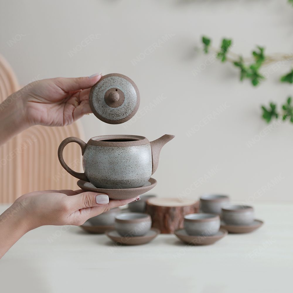 Bộ ấm trà trăng tròn bạch hồng sa