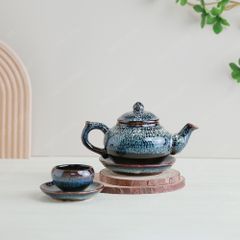 Bộ ấm trà Châu Sa bảo bình vân đá men hoả biến