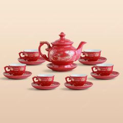 Bộ trà Đài Các men đỏ Hào gia phú quý