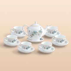 Bộ ấm trà Camelia đào xanh kẻ chỉ vàng