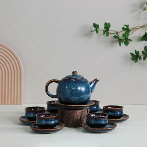 Bộ ấm trà Tây Thi men hỏa biến | Quà tặng sự kiện Đại hội Đảng in logo