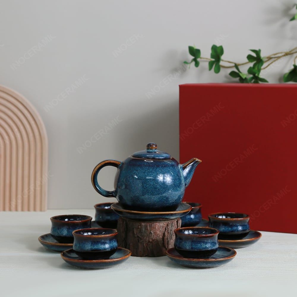 Bộ ấm trà Tây Thi men hoả biến
