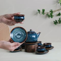 Bộ ấm trà Tây Thi men hoả biến