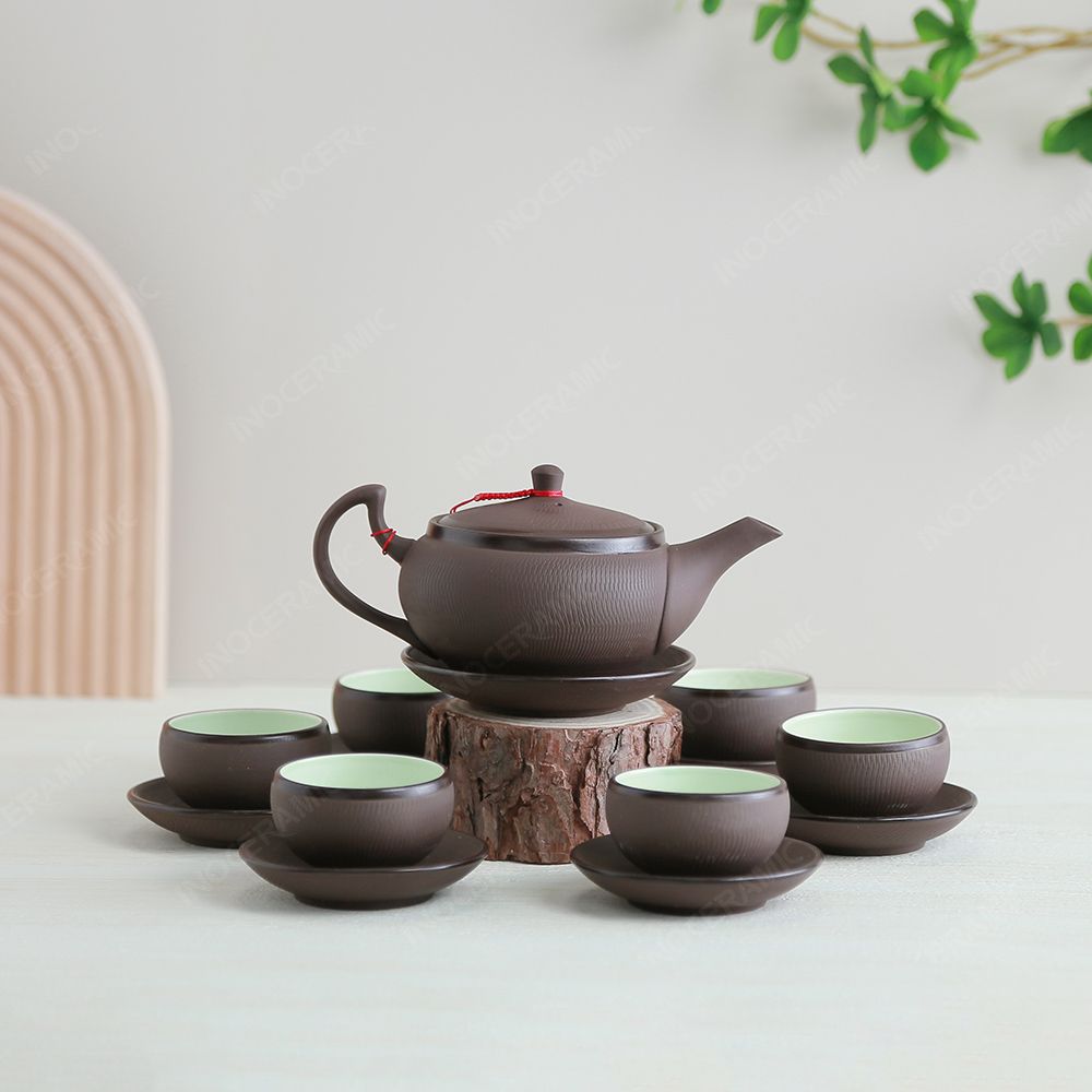 Bộ ấm trà Hồng Cầm tử sa nâu