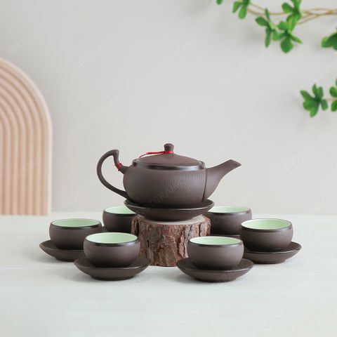 Bộ ấm trà Hồng Cầm tử sa nâu